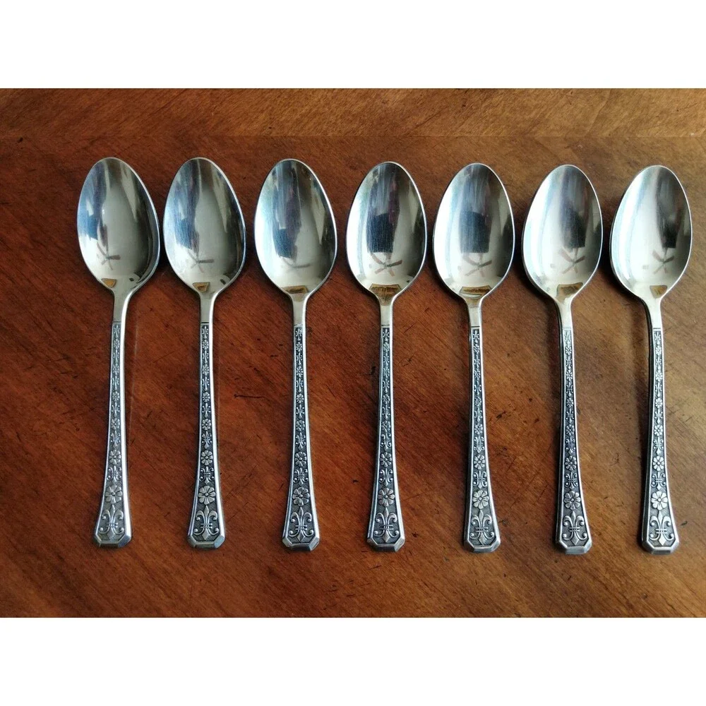 Interpur FLORENZ Stainless Flatware MCM Korea Lot 7x Table Dinner Spoon 7.25